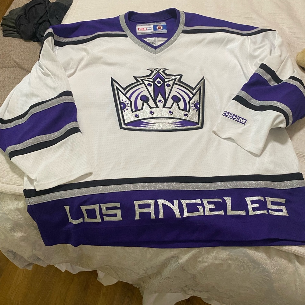 CCM Los Angeles White and Purple Men's Jersey